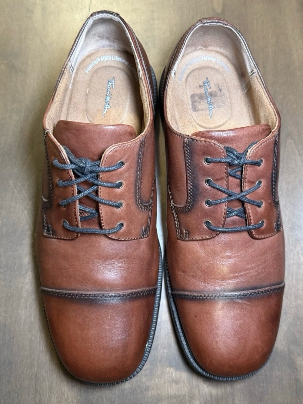 Thom McAn Dress Shoes Mens 10 EEE Oxford
Brown Leather Almond Toe Casual Low - Picture 6 of 10